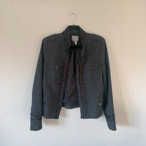 Black Military-Style Napoleon Frills Epaulettes Jacket
